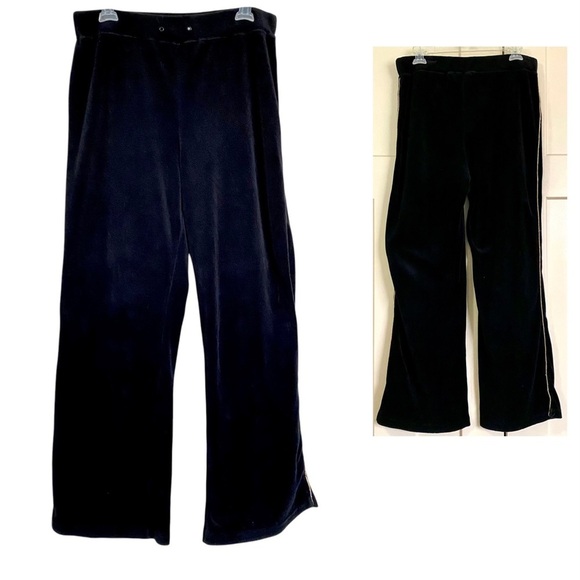 Vintage Catalina 2-pc Black Velour Track Suit Large V-neck Sweatshirt Pants Set - Picture 3 of 15